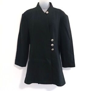 VTG Frontier Wool Midi Coat Black Womens Medium Western Gun Slinger Prairie Chic